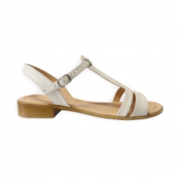 Sandale bej cu talpa joasa pentru femei din piele naturala