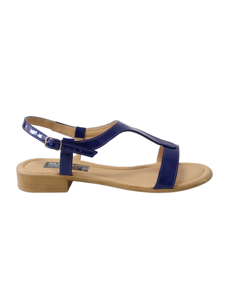 Sandale albastre pentru femei, talpa joasa Himera16, Piele Naturala