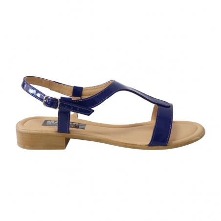 Sandale albastre pentru femei, talpa joasa Himera16, Piele Naturala
