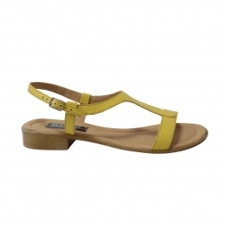Sandale galbene pentru femei, talpa joasa Himera16, Piele Naturala