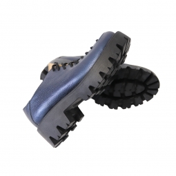 Pantofi dama albastri cu siret si talpa groasa Miruna09, Piele Naturala