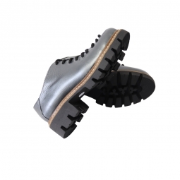 Pantofi gri pentru femei cu siret si talpa groasa Louisa09, Piele Naturala