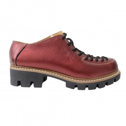 Pantofi rosii cu siret si talpa groasa Louisa, Piele Naturala