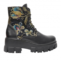 Ghete dama negre cu imprimeu multicolor