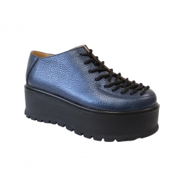 Pantofi cu talpa inalta din piele albastri Amanda, Mateo Shoes