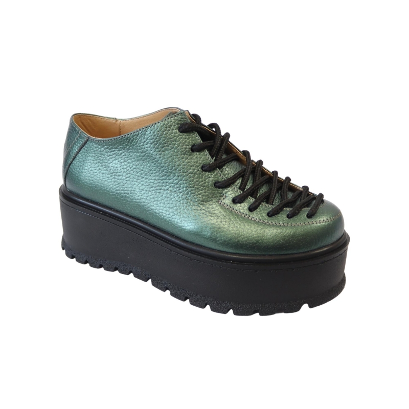 Initially Conscious combination Pantofi verzi cu talpa inalta din piele Amanda - Mateo Shoes Culoare Verde  Dimensiune 35