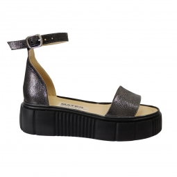 Sandale Dama Gri cu Platforma si Catarama, Piele Naturala