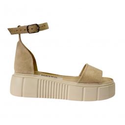 Sandale Dama Nude cu Platforma si Catarama, Piele Naturala