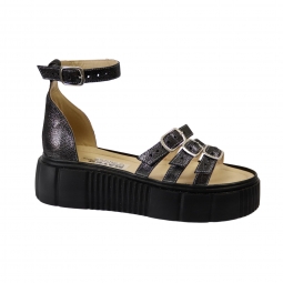 Sandale Dama Gri cu Platforma si Catarame, Piele Naturala