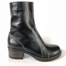 ghete dama din piele naturala negre imblanite cu toc si fermoar mateo shoes