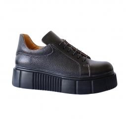 Pantofi Negri Dama din Piele Naturala Bizonata