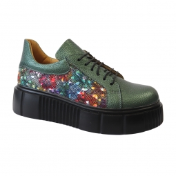 Pantofi Verzi cu Imprimeu Colorat