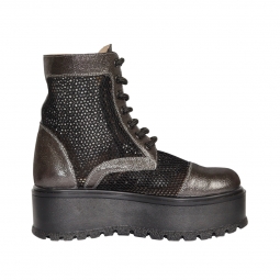 Ghete Talpa Inalta Amanda, Gri Lucios cu Plasa, Piele Naturala