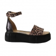 Sandale Animal Print, cu Platforma si Catarama, Piele Naturala