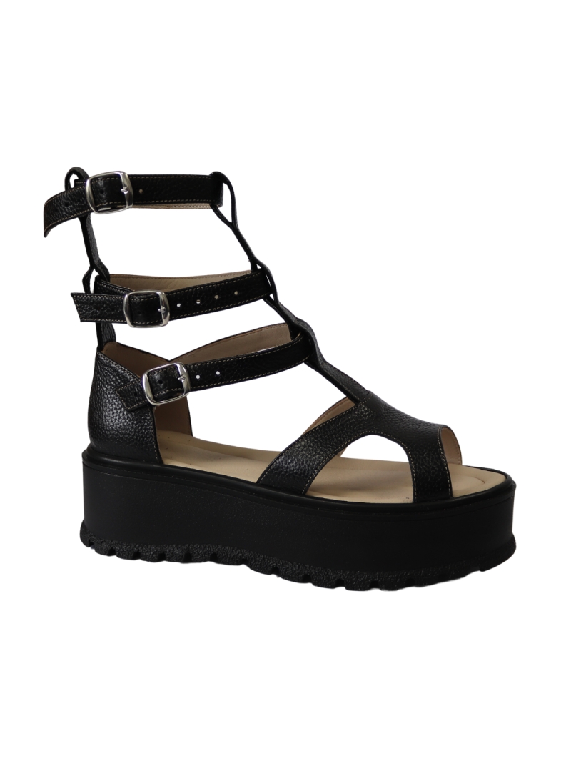 Sandale decupate Amanda gri lucios