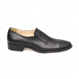 Pantofi cu Elastic pentru Barbati, Negri, Piele Naturala