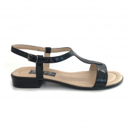 Sandale dama negre cu talpa joasa Himera, Piele Naturala