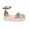 Sandale Imprimeu Sarpe din Piele Naturala cu Talpa Inalta Giulia si Varf Inchis, Femei