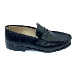 Scarpi negri clasici cu calapod lat din piele naturala