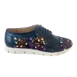 Pantofi dama sport casual albastri cu imprimeu colorat Theia, Piele Naturala