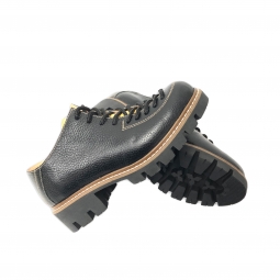 Pantofi dama negri cu galben cu siret din piele naturala, talpa groasa.