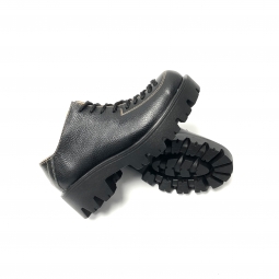 Pantofi dama negri cu galben cu siret din piele naturala, talpa groasa.