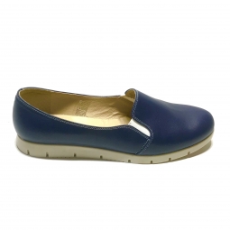 Pantofi dama sport casual cu elastic, albastri cu imprimeu colorat din piele naturala