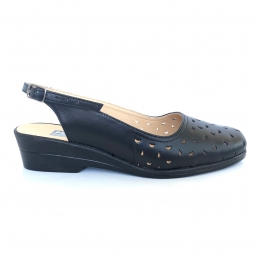 Sandale dama negre late cu talpa ortopedica din piele naturala