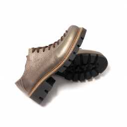 Pantofi dama maro cu siret din piele naturala, talpa groasa