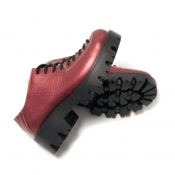 Pantofi dama rosu cu siret din piele naturala, talpa groasa